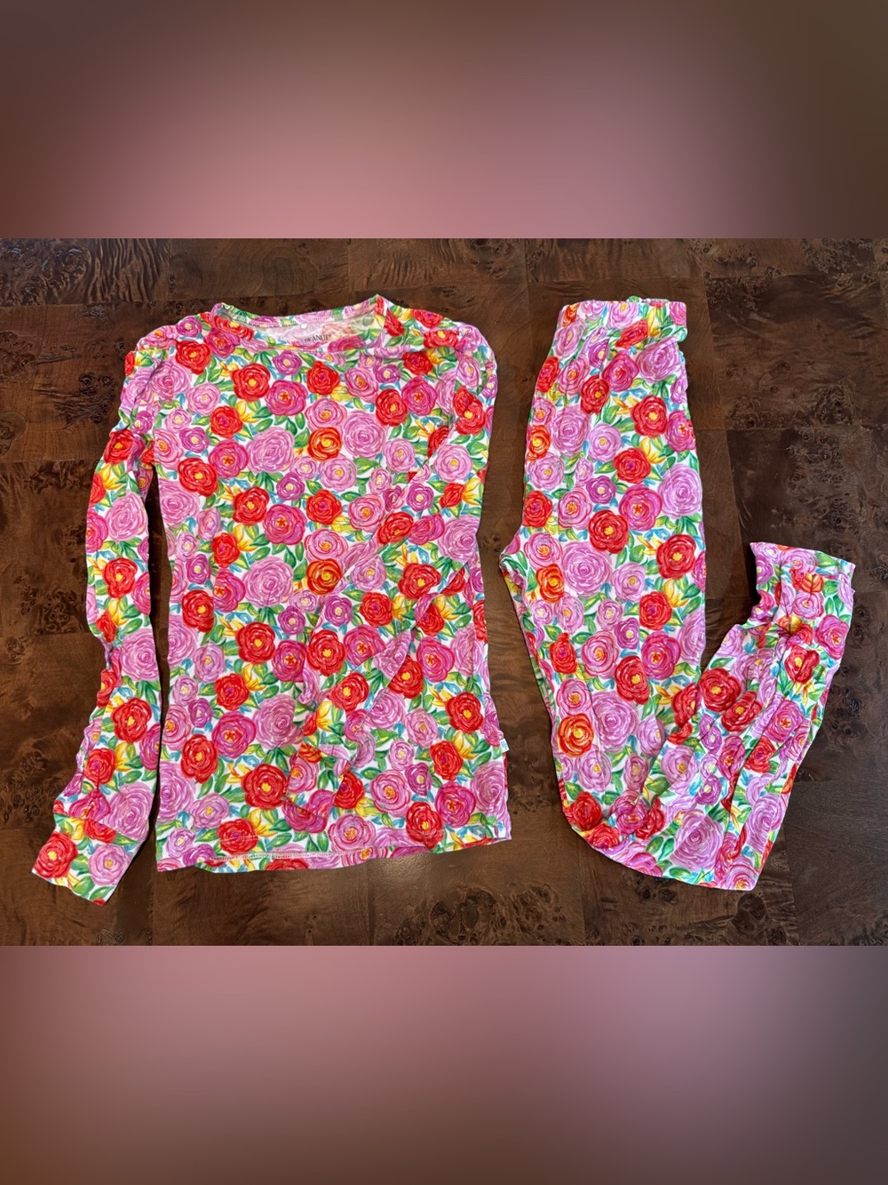 Posh Peanut Pink Bright Floral Long Sleeve Pajama Set